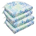 downluxe Outdoor Chair Cushions Set of 4 for Patio Furniture, Water-Resistant Patio Chair Cushions with Ties, High Density Foam Outdoor Seat Cushion, 17" X 16" X 2", Blue Coral