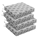 downluxe Outdoor Chair Cushions Set of 4 for Patio Furniture, Water-Resistant Square Corner Patio Chair Cushions with Ties, High Density Foam Outdoor Seat Cushion, 18.5" X 16" X 3", Grey Gourd