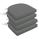 downluxe Outdoor Chair Cushions Set of 4 for Patio Furniture, Water-Resistant Patio Chair Cushions with Ties, High Density Foam Outdoor Seat Cushion, 17" X 16" X 2", Dark Grey