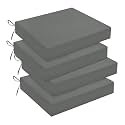 downluxe Outdoor Chair Cushions Set of 4 for Patio Furniture, Water-Resistant Square Corner Patio Chair Cushions with Ties, High Density Foam Outdoor Seat Cushion, 18.5" X 16" X 3", Dark Grey