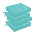 downluxe Outdoor Chair Cushions Set of 4 for Patio Furniture, Water-Resistant Square Corner Patio Chair Cushions with Ties, High Density Foam Outdoor Seat Cushion, 18.5" X 16" X 3", Teal