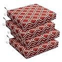 downluxe Outdoor Chair Cushions Set of 4 for Patio Furniture, Water-Resistant Square Corner Patio Chair Cushions with Ties, High Density Foam Outdoor Seat Cushion, 18.5" X 16" X 3", Red Gourd
