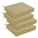 downluxe Outdoor Chair Cushions Set of 4 for Patio Furniture, Water-Resistant Square Corner Patio Chair Cushions with Ties, High Density Foam Outdoor Seat Cushion, 18.5" X 16" X 3", Khaki