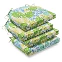downluxe Outdoor Chair Cushions Set of 4 for Patio Furniture, Water-Resistant Patio Chair Cushions with Ties, High Density Foam Outdoor Seat Cushion, 17" X 16" X 2", Tropical Green Leaves