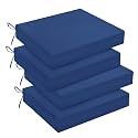 downluxe Outdoor Chair Cushions Set of 4 for Patio Furniture, Water-Resistant Square Corner Patio Chair Cushions with Ties, High Density Foam Outdoor Seat Cushion, 18.5" X 16" X 3", Royal Blue