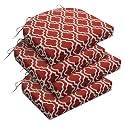 downluxe Outdoor Chair Cushions Set of 4 for Patio Furniture, Water-Resistant Patio Chair Cushions with Ties, High Density Foam Outdoor Seat Cushion, 17" X 16" X 2", Red Gourd
