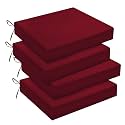 downluxe Outdoor Chair Cushions Set of 4 for Patio Furniture, Water-Resistant Square Corner Patio Chair Cushions with Ties, High Density Foam Outdoor Seat Cushion, 18.5" X 16" X 3", Burgundy