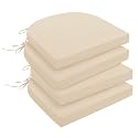 downluxe Outdoor Chair Cushions Set of 4 for Patio Furniture, Water-Resistant Patio Chair Cushions with Ties, High Density Foam Outdoor Seat Cushion, 17" X 16" X 2", Beige