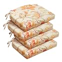 downluxe Outdoor Chair Cushions Set of 4 for Patio Furniture, Water-Resistant Patio Chair Cushions with Ties, High Density Foam Outdoor Seat Cushion, 17" X 16" X 2", Eva Floral