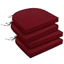 downluxe Outdoor Chair Cushions Set of 4 for Patio Furniture, Water-Resistant Patio Chair Cushions with Ties, High Density Foam Outdoor Seat Cushion, 17" X 16" X 2", Burgundy