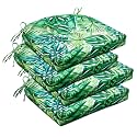 downluxe Outdoor Chair Cushions Set of 4 for Patio Furniture, Water-Resistant Patio Chair Cushions with Ties, High Density Foam Outdoor Seat Cushion, 17" X 16" X 2", Palm Leaves