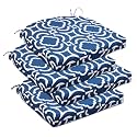downluxe Outdoor Chair Cushions Set of 4 for Patio Furniture, Water-Resistant Patio Chair Cushions with Ties, High Density Foam Outdoor Seat Cushion, 17" X 16" X 2", Circular Geometry