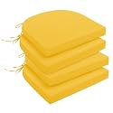 downluxe Outdoor Chair Cushions Set of 4 for Patio Furniture, Water-Resistant Patio Chair Cushions with Ties, High Density Foam Outdoor Seat Cushion, 17" X 16" X 2", Yellow