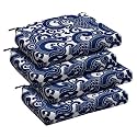 downluxe Outdoor Chair Cushions Set of 4 for Patio Furniture, Water-Resistant Patio Chair Cushions with Ties, High Density Foam Outdoor Seat Cushion, 17" X 16" X 2", Blue Carp