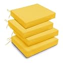 downluxe Outdoor Chair Cushions Set of 4 for Patio Furniture, Water-Resistant Square Corner Patio Chair Cushions with Ties, High Density Foam Outdoor Seat Cushion, 18.5" X 16" X 3", Yellow
