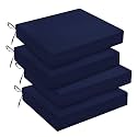 downluxe Outdoor Chair Cushions Set of 4 for Patio Furniture, Water-Resistant Square Corner Patio Chair Cushions with Ties, High Density Foam Outdoor Seat Cushion, 18.5" X 16" X 3", Navy