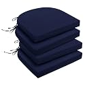 downluxe Outdoor Chair Cushions Set of 4 for Patio Furniture, Water-Resistant Patio Chair Cushions with Ties, High Density Foam Outdoor Seat Cushion, 17" X 16" X 2", Navy