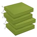 downluxe Outdoor Chair Cushions Set of 4 for Patio Furniture, Water-Resistant Square Corner Patio Chair Cushions with Ties, High Density Foam Outdoor Seat Cushion, 18.5" X 16" X 3", Sage Green