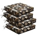 downluxe Outdoor Chair Cushions Set of 4 for Patio Furniture, Water-Resistant Square Corner Patio Chair Cushions with Ties, High Density Foam Outdoor Seat Cushion, 18.5" X 16" X 3", Nightbird