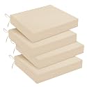 downluxe Outdoor Chair Cushions Set of 4 for Patio Furniture, Water-Resistant Square Corner Patio Chair Cushions with Ties, High Density Foam Outdoor Seat Cushion, 18.5" X 16" X 3", Beige