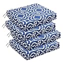 downluxe Outdoor Chair Cushions Set of 4 for Patio Furniture, Water-Resistant Square Corner Patio Chair Cushions with Ties, High Density Foam Outdoor Seat Cushion, 18.5" X 16" X 3", Circular Geometry