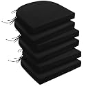 downluxe Outdoor Chair Cushions Set of 6 for Patio Furniture, Water-Resistant Patio Chair Cushions with Ties, High Density Foam Outdoor Seat Cushion, 17" X 16" X 2", Black