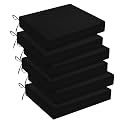 downluxe Outdoor Chair Cushions Set of 6 for Patio Furniture, Water-Resistant Square Corner Patio Chair Cushions with Ties, High Density Foam Outdoor Seat Cushion, 18.5" X 16" X 3", Black