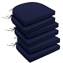 downluxe Outdoor Chair Cushions Set of 6 for Patio Furniture, Water-Resistant Patio Chair Cushions with Ties, High Density Foam Outdoor Seat Cushion, 17" X 16" X 2", Navy