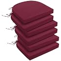downluxe Outdoor Chair Cushions Set of 6 for Patio Furniture, Water-Resistant Patio Chair Cushions with Ties, High Density Foam Outdoor Seat Cushion, 17" X 16" X 2", Burgundy