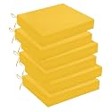 downluxe Outdoor Chair Cushions Set of 6 for Patio Furniture, Water-Resistant Square Corner Patio Chair Cushions with Ties, High Density Foam Outdoor Seat Cushion, 18.5" X 16" X 3", Yellow