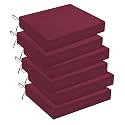 downluxe Outdoor Chair Cushions Set of 6 for Patio Furniture, Water-Resistant Square Corner Patio Chair Cushions with Ties, High Density Foam Outdoor Seat Cushion, 18.5" X 16" X 3", Burgundy