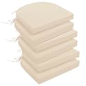 downluxe Outdoor Chair Cushions Set of 6 for Patio Furniture, Water-Resistant Patio Chair Cushions with Ties, High Density Foam Outdoor Seat Cushion, 17" X 16" X 2", Beige