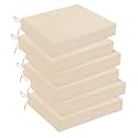 downluxe Outdoor Chair Cushions Set of 6 for Patio Furniture, Water-Resistant Square Corner Patio Chair Cushions with Ties, High Density Foam Outdoor Seat Cushion, 18.5" X 16" X 3", Beige