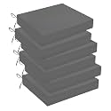 downluxe Outdoor Chair Cushions Set of 6 for Patio Furniture, Water-Resistant Square Corner Patio Chair Cushions with Ties, High Density Foam Outdoor Seat Cushion, 18.5" X 16" X 3", Charcoal Grey