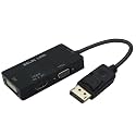 DP to HDMI VGA DVI Adapter Displayport to HDMI 4K Adapter 3 in 1 Display Port to HDMI VGA DVI Converter Male to Female Gold-Plated (Rectangle Black)