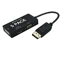 DP to HDMI VGA DVI Adapter Displayport to HDMI 4K Adapter 3 in 1 Display Port to HDMI VGA DVI Converter Male to Female Gold-Plated (Rectangle x5 Pack)