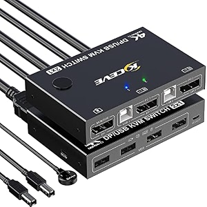 kvm switch 2 computers 1 monitor displayport 2 in 1 out dp kvm switcher support 4k60hz control 2 computers to share keyboard mouse and dp monitor