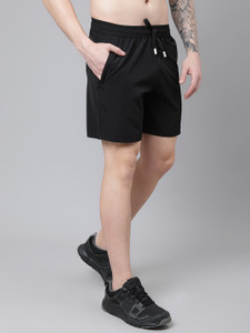 dpassion solid men black regular shorts