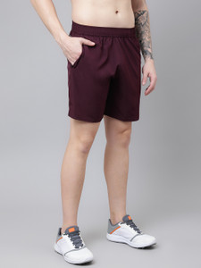 dpassion solid men maroon regular shorts