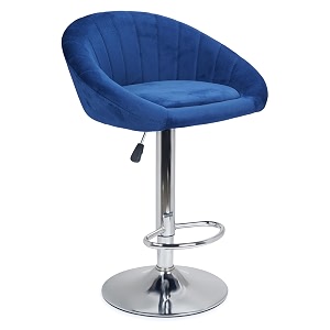 dpi mini bar chair for breakfast dining stool kitchen island counter bar stools velvet exterior adjustable swivel chrome gas lift steel footrest amp base  blue