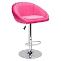 DPI Mini Bar Chair for Breakfast Dining Stool Kitchen Island Counter Bar Stools Velvet Exterior, Adjustable Swivel Chrome Gas Lift, Steel Footrest &amp; Base | 1 Year Warranty (Red)