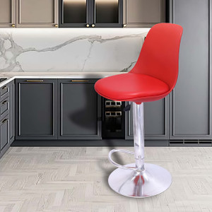 dpi modern height adjustable 360 revolving bar stool  kitchen chair  office chair metal bar stool finish color - red diydo-it-yourself