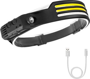 dpm 79w 10 light modes waterproof led rechargeable headlamp 1200mah battery 6 hrs bulb emergency light multicolur