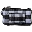 DQL ID case with lanyard and id holder, zip id case with lanyard, Small Zipper Wallets for Women (Plaid, One Size)