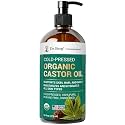Dr. Berg Organic Castor Oil – 16 fl oz Cold-Pressed Oil – Pure, Unrefined, Single Ingredient – Sourced in India, Bottled in USA – Lab Tested, USDA Organic, Glass Bottle