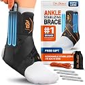 Dr. Brace®️ Breathable Ankle Brace For Sprained Ankle, Slim Fit. Unique Multi-Function Removable Stabilizer- Quick Lace Up Ankle Support for Women Men, Easy to use for Injury, Sprain, Sports (Black,Small