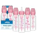 Dr. Brown's Anti-Colic Options+ Narrow Baby Bottle, Pink Floral, 4-Pack