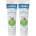 Dr. Brown's Fluoride-Free Baby Toothpaste, Infant and Toddler Oral Care, 1.4oz/40g, 0-3 Years, Apple Pear, 2-Pack