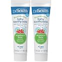 Dr. Brown's Fluoride-Free Baby Toothpaste, Infant and Toddler Oral Care, 1.4oz/40g, 0-3 Years, Strawberry, 2-Pack