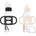 Dr. Brown's Milestones Narrow Sippy Spout Bottle with 100% Silicone Handles, Easy-Grip Handles with Soft Sippy Spout, 8oz/250mL, Black &amp; Ecru, 6m+, 2 Count (Pack of 6)